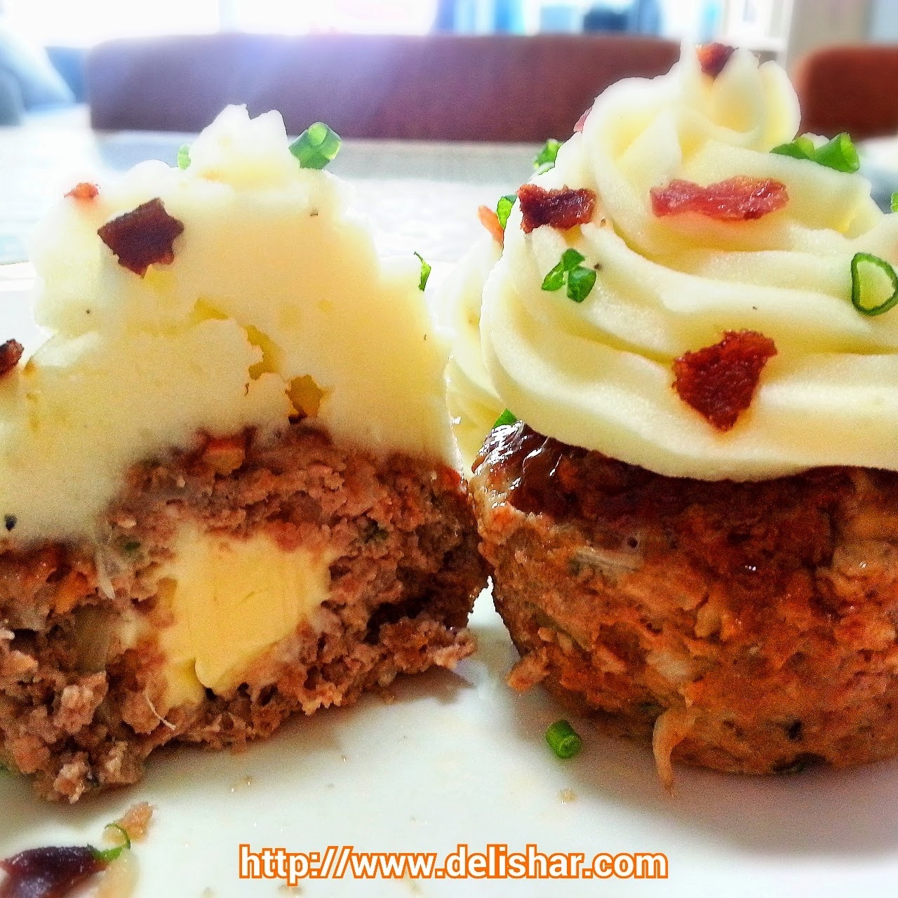 Stuffed Meatloaf Cupcakes with Mashed Potatoes