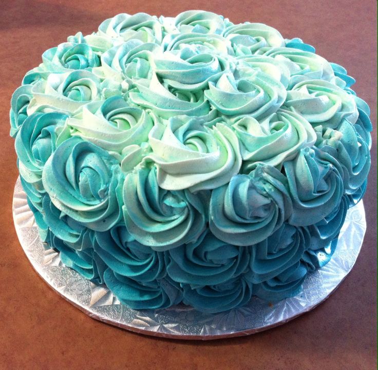 Teal Rosette Cake