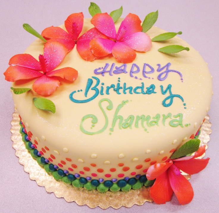 Tropical Flower Birthday Cake