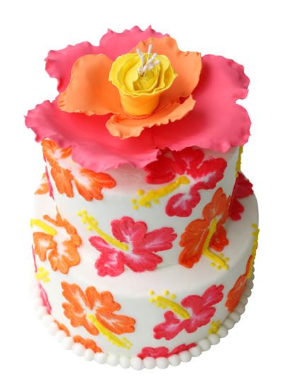 Tropical Flower Birthday Cake