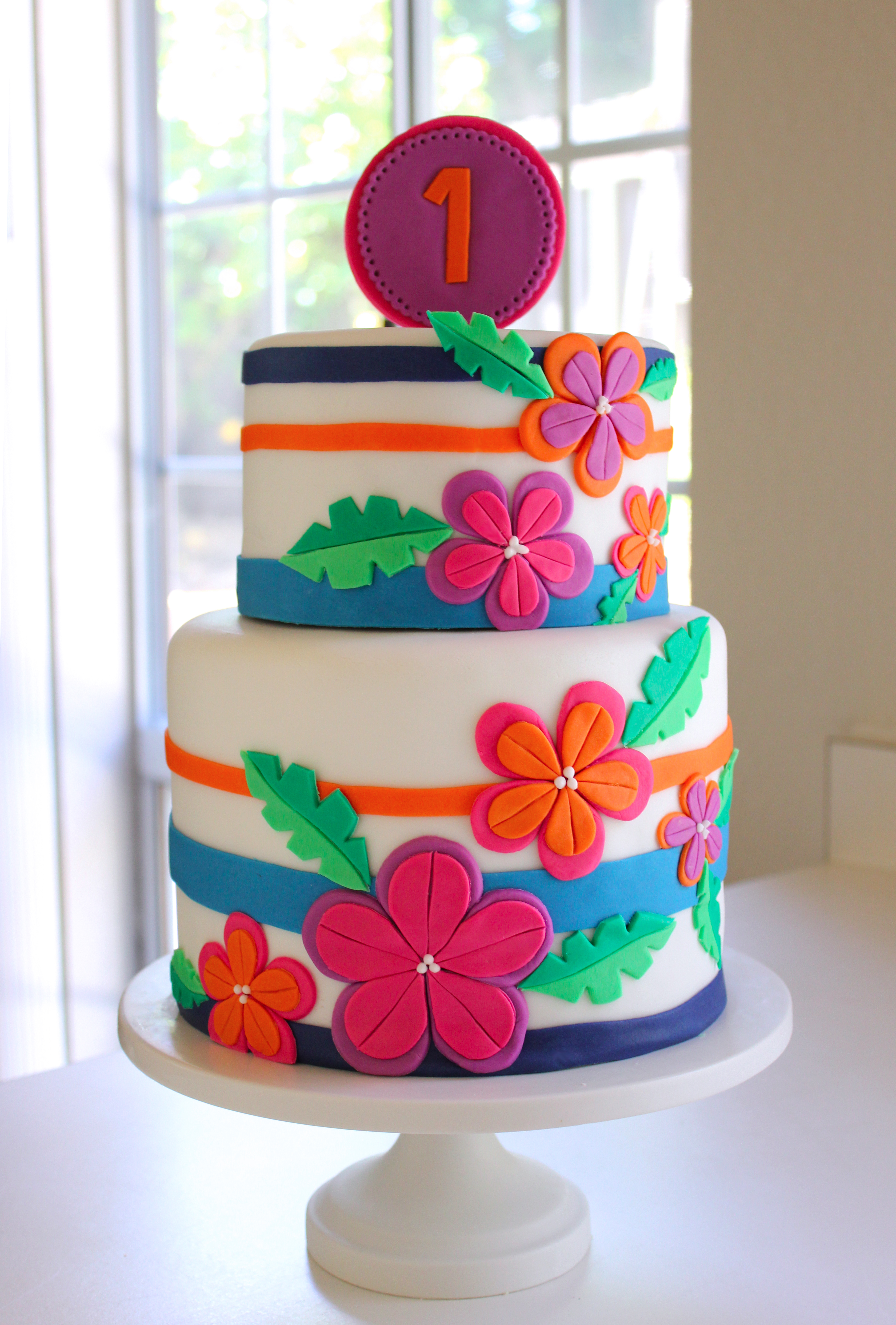 Tropical Flower Birthday Cake