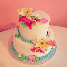 Tropical Flower Sheet Birthday Cakes