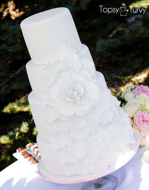 Wedding Cake with Cascading Roses