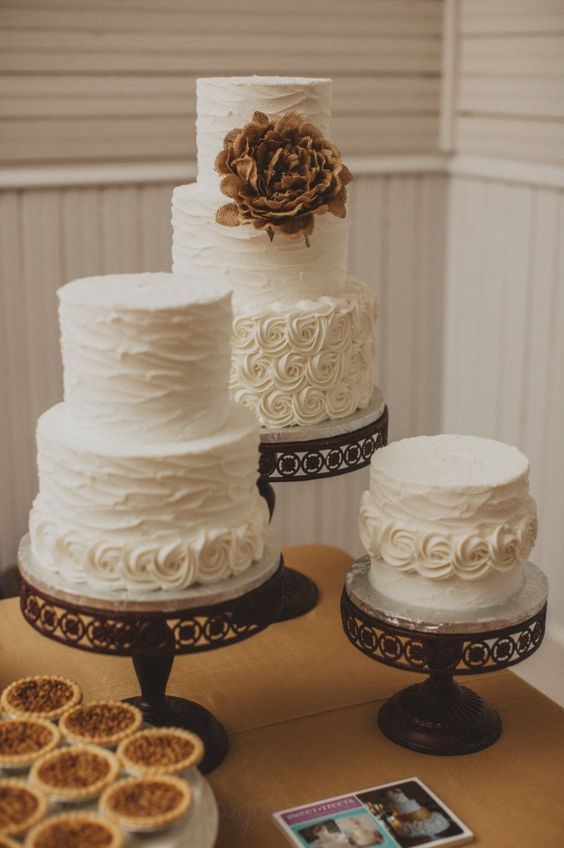 White Buttercream Wedding Cake