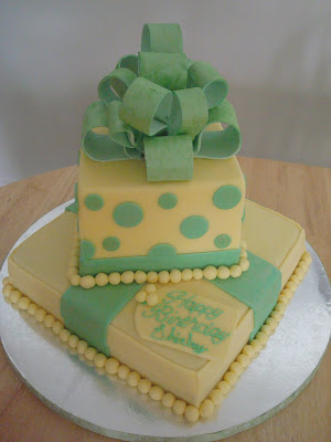 Yellow and Green Birthday Cake