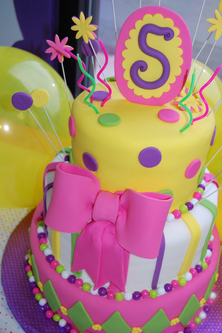 Yellow and Pink Birthday Cake