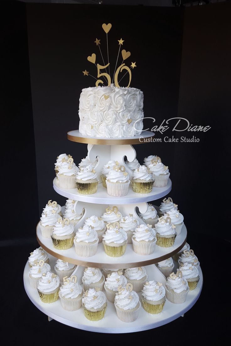 50th Wedding Anniversary Cupcake Cake Ideas