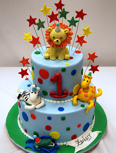 Animal 1st Birthday Cake