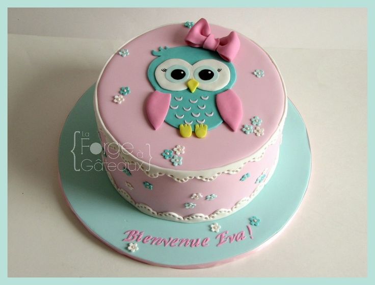 Baby Girl Owl Birthday Cake