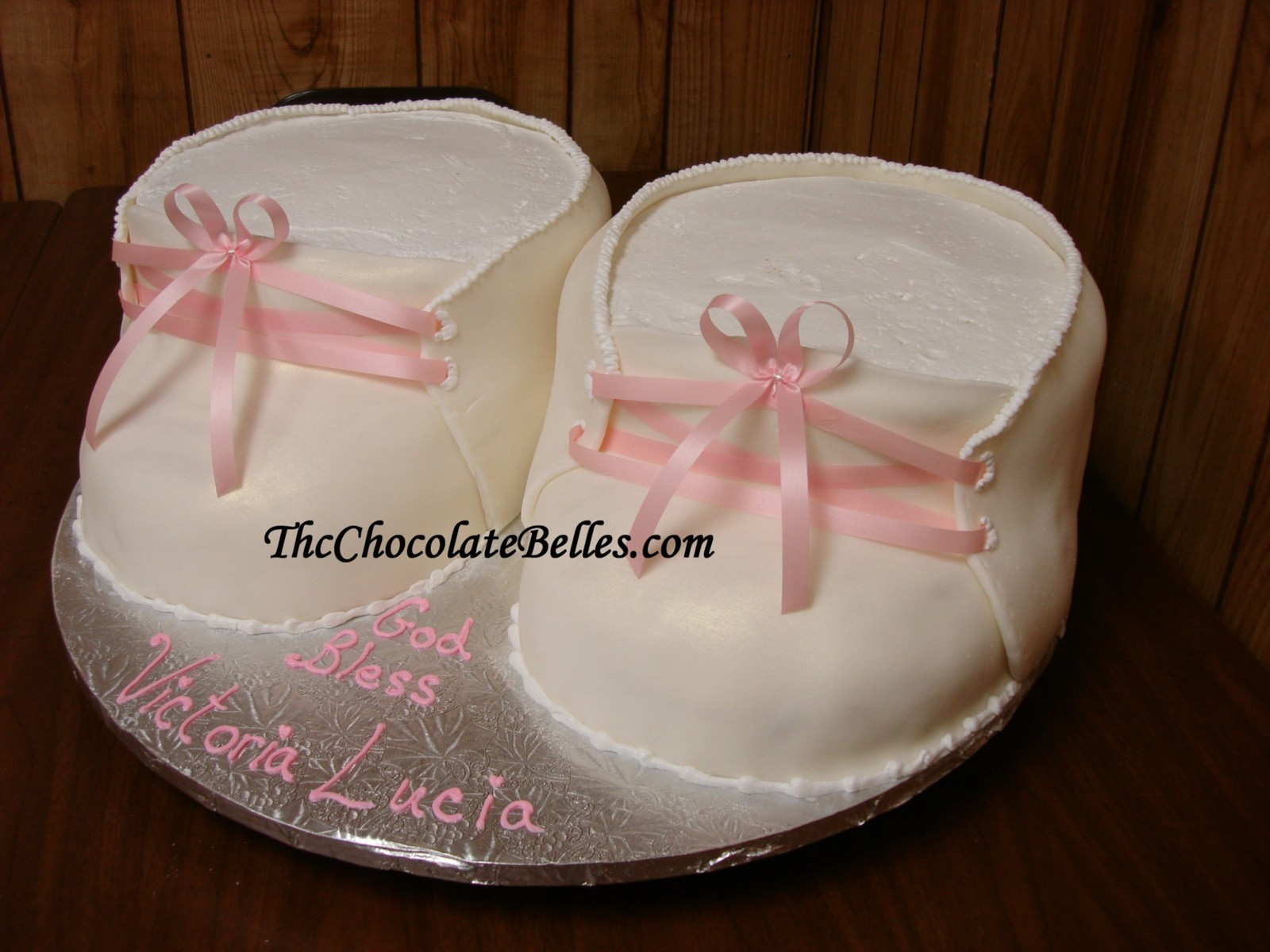 Baby Shower Cake with Fondant Booties