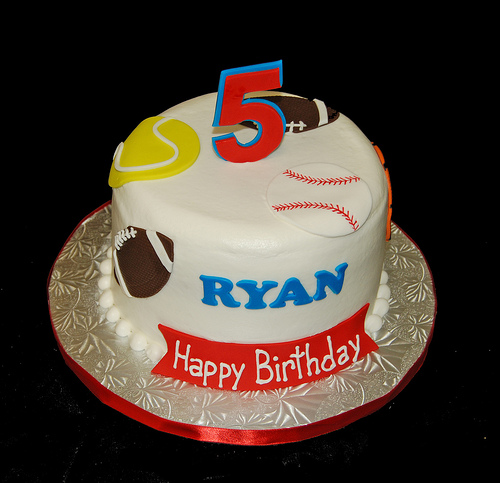 Baseball Football Basketball Themed Birthday Cake