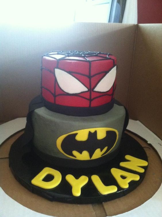 Batman & Spider-Man 2 Tier Cake