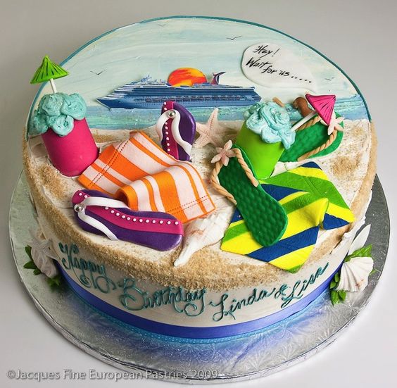 Beach Theme Adult Birthday Cake