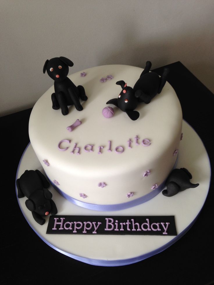 Black Lab Puppies Birthday Cake