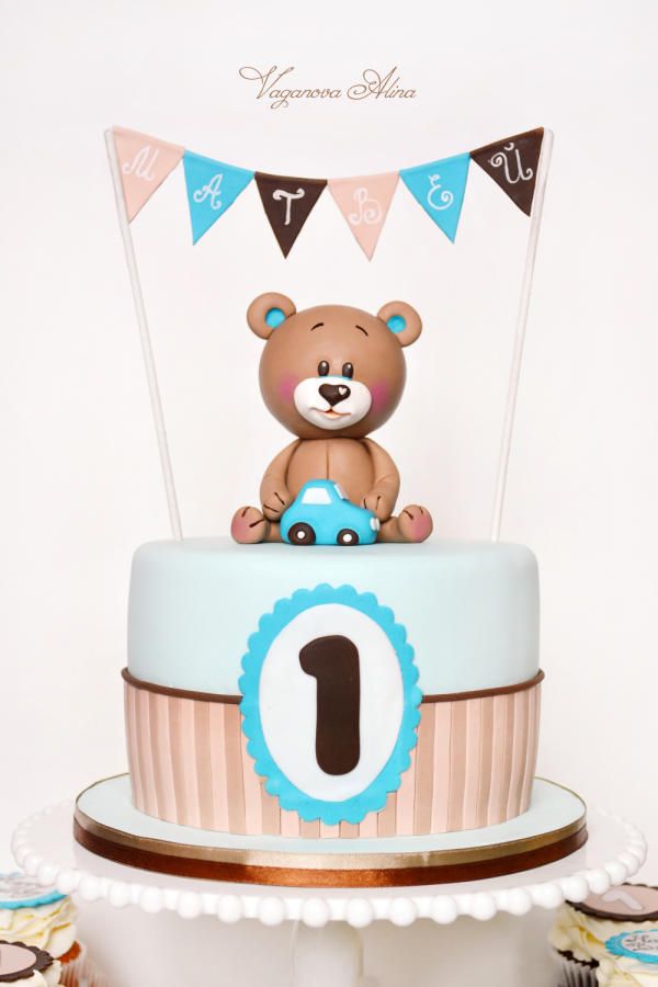 Boy First Birthday Teddy Bear Cake