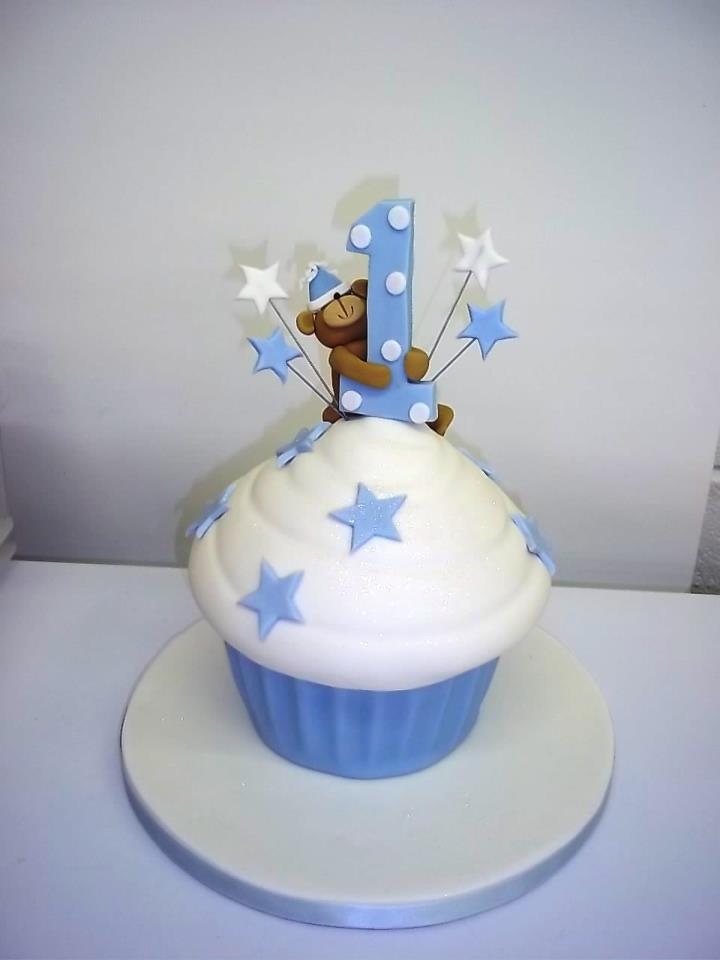 Boys First Birthday Giant Cupcake Cake