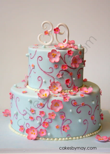 Cherry Blossom Birthday Cake