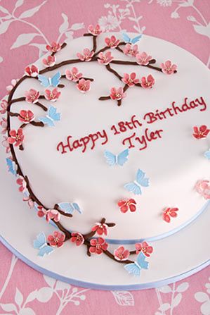 Cherry Blossom Birthday Cake