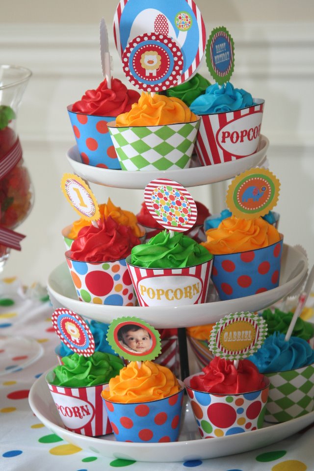 Circus Theme Birthday Party Cupcakes