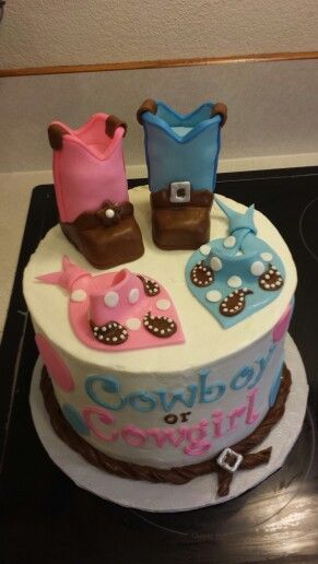 Cowboy or Cowgirl Gender Reveal Cake