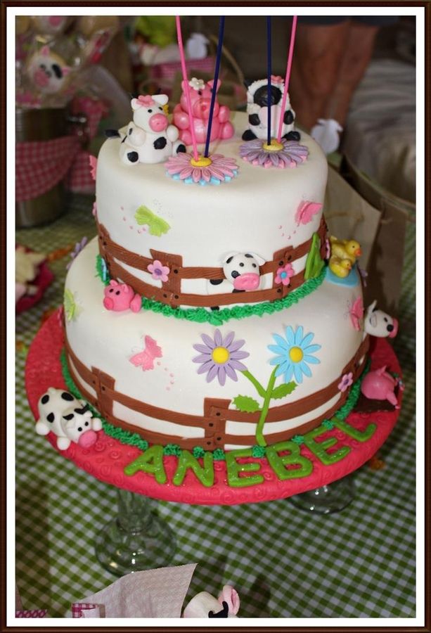 Girl Farm Theme Birthday Cake