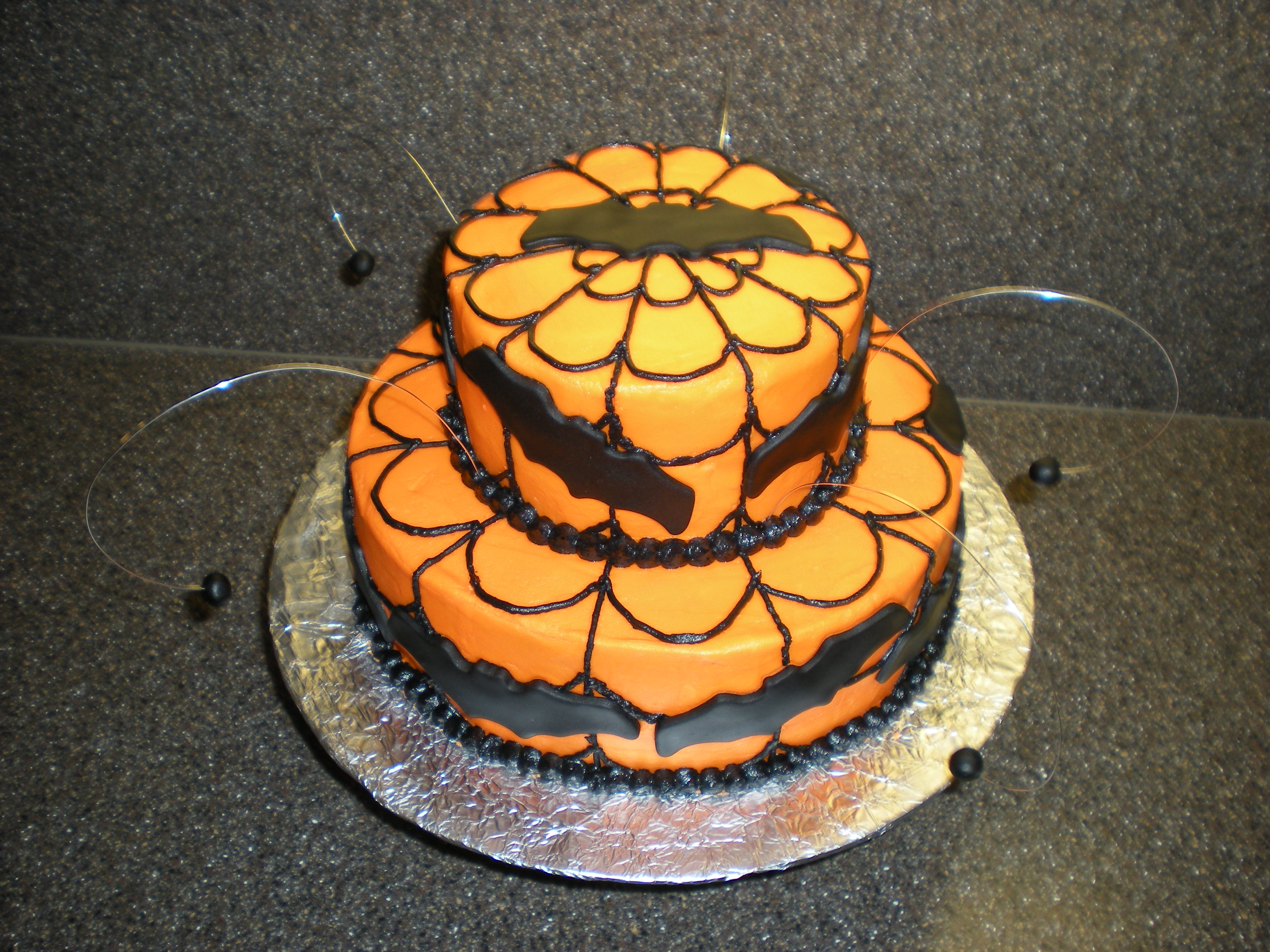 Halloween Black and White with Orange Frosting Cakes