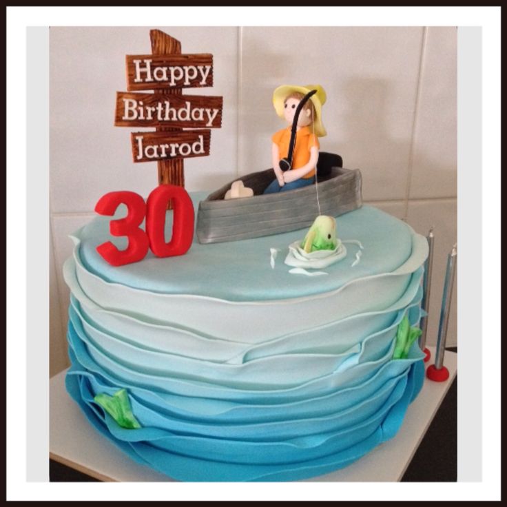 Happy Birthday Fishing Theme Cake