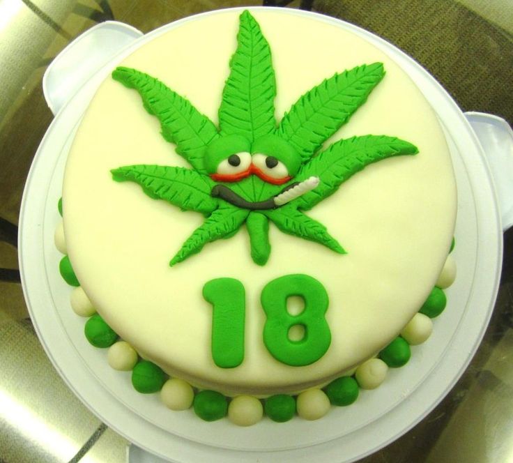 Happy Birthday Marijuana Leaf Cake