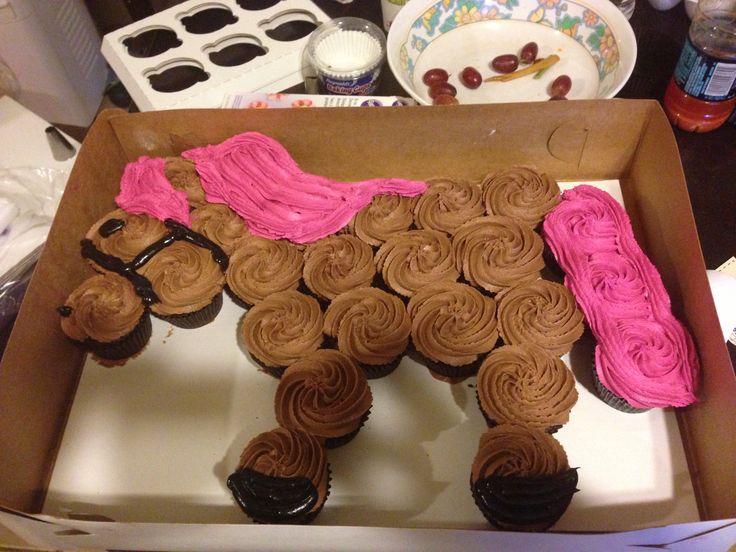 Horse Cake Made with Cupcakes