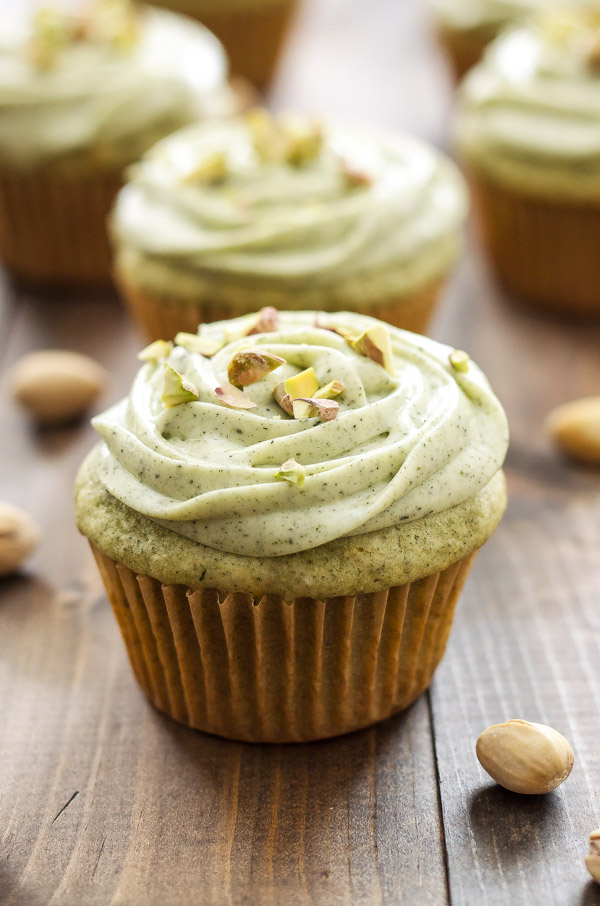 Matcha Green Tea Pistachio Cupcakes with Cream Cheese Frosting