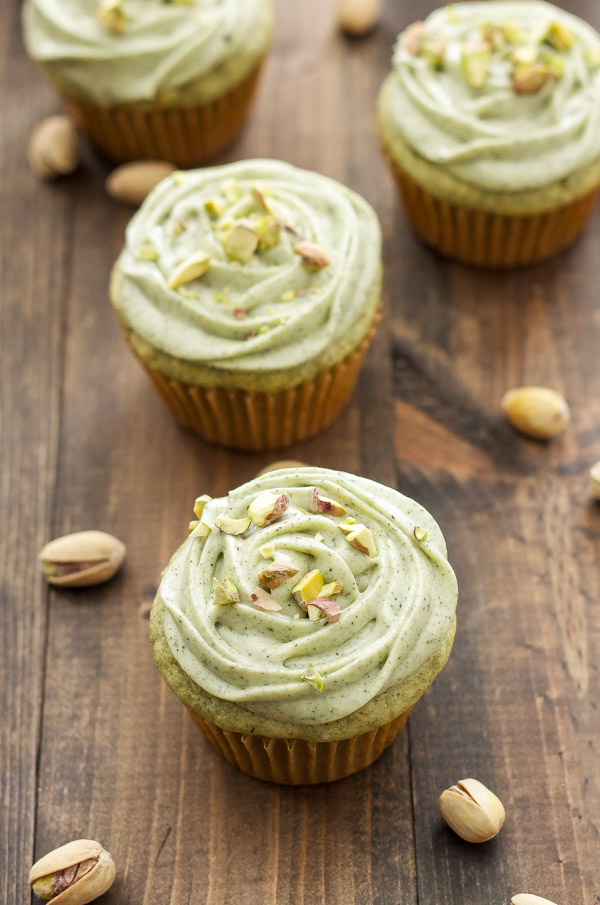 Matcha Green Tea Pistachio Cupcakes with Cream Cheese Frosting