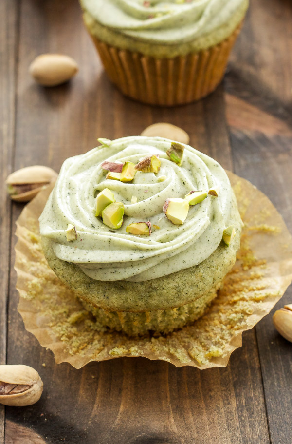 Matcha Green Tea Pistachio Cupcakes with Cream Cheese Frosting