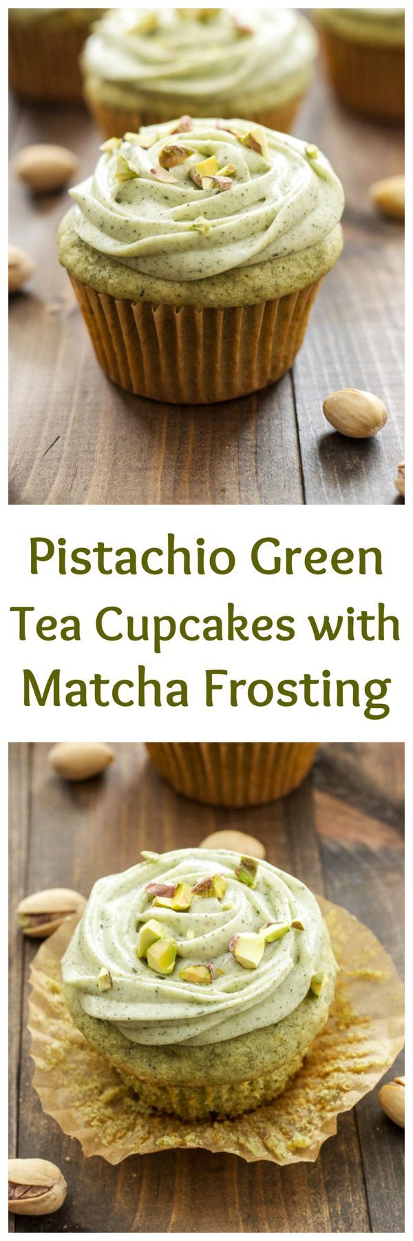 Matcha Green Tea Pistachio Cupcakes with Cream Cheese Frosting