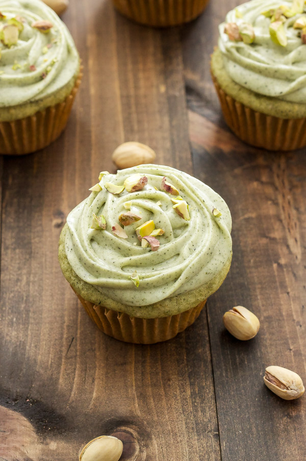 Matcha Green Tea Pistachio Cupcakes with Cream Cheese Frosting