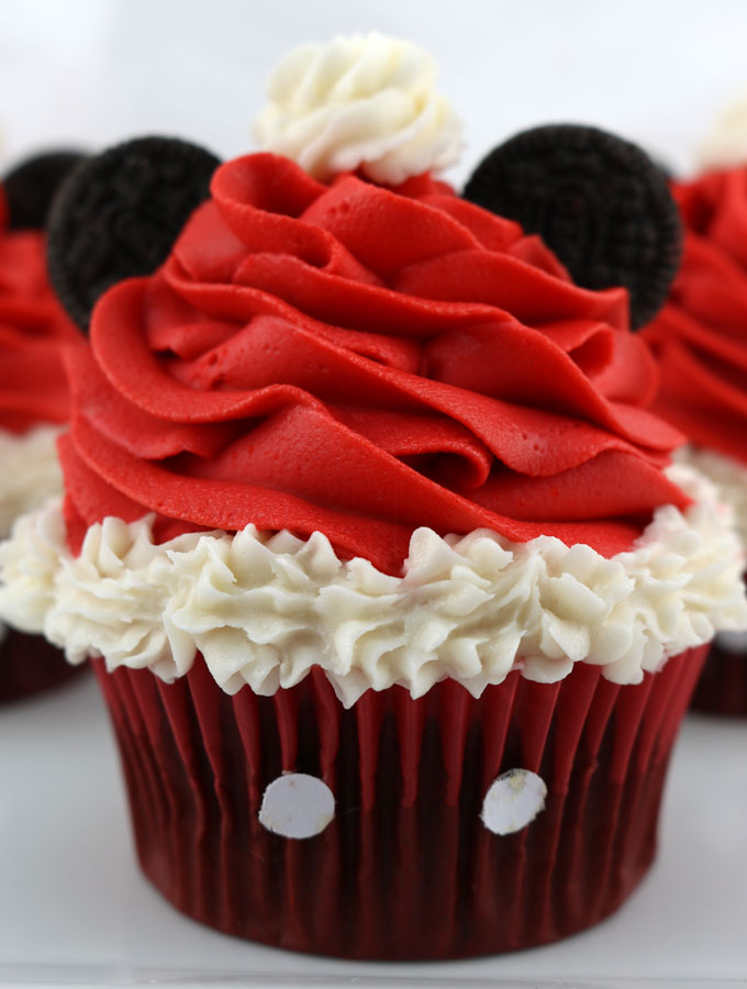 Mickey Mouse Santa Hat Cupcakes