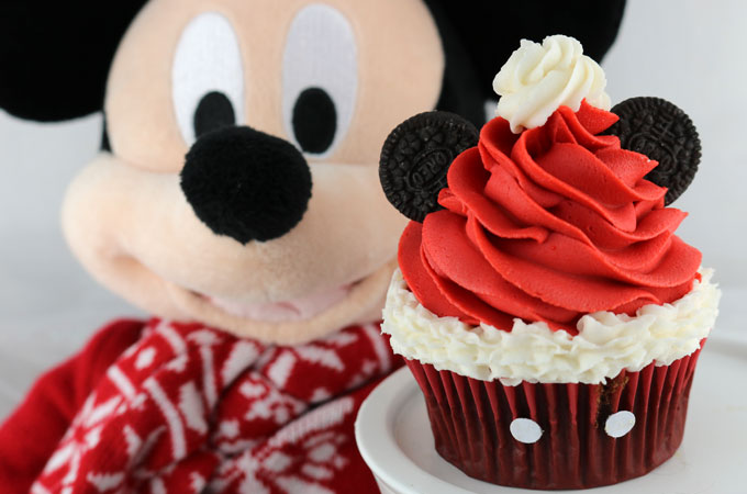 Mickey Mouse Santa Hat Cupcakes