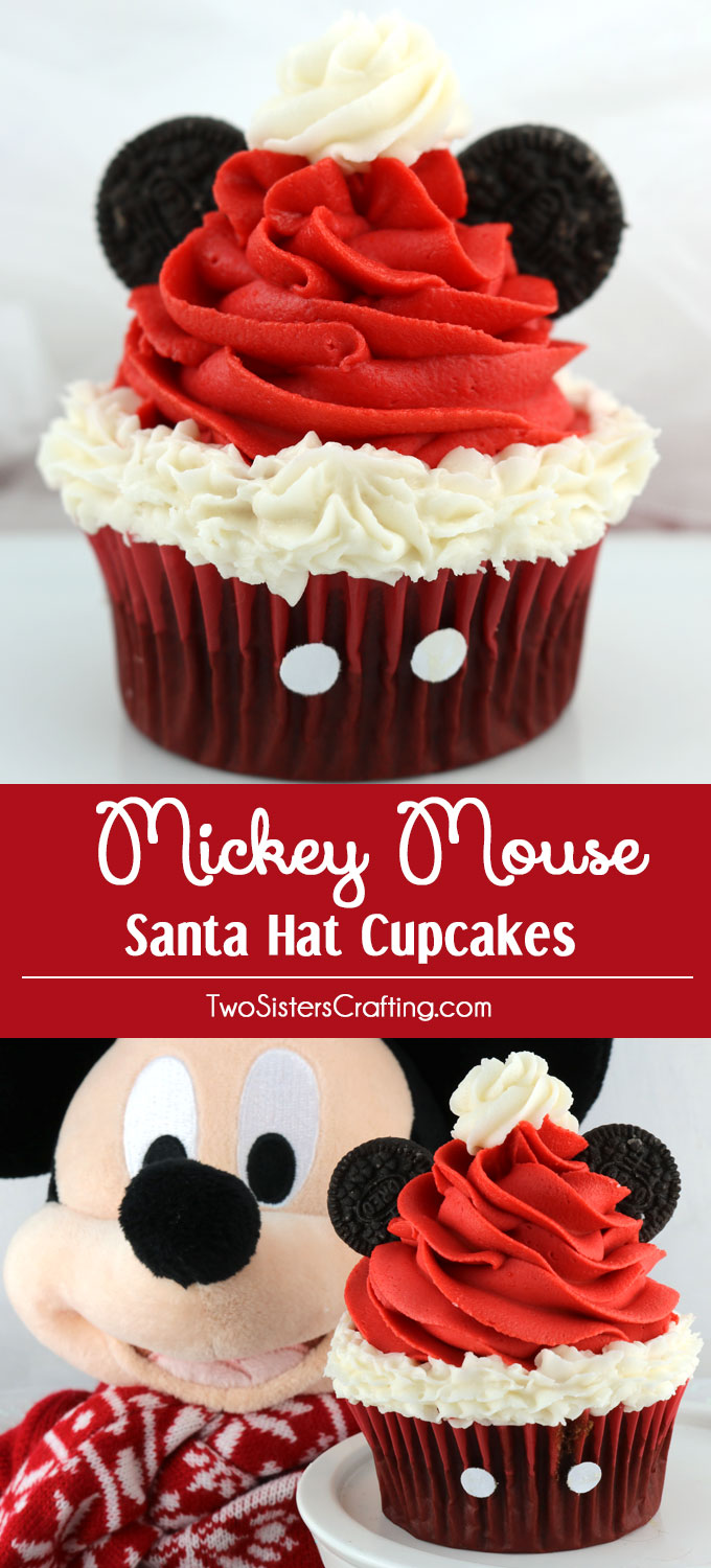 Mickey Mouse Santa Hat Cupcakes