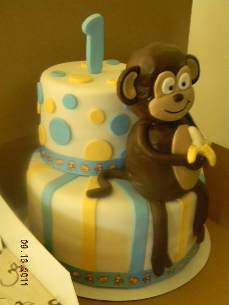 Monkey 1st Birthday Cake