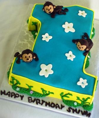 Monkey 1st Birthday Cake