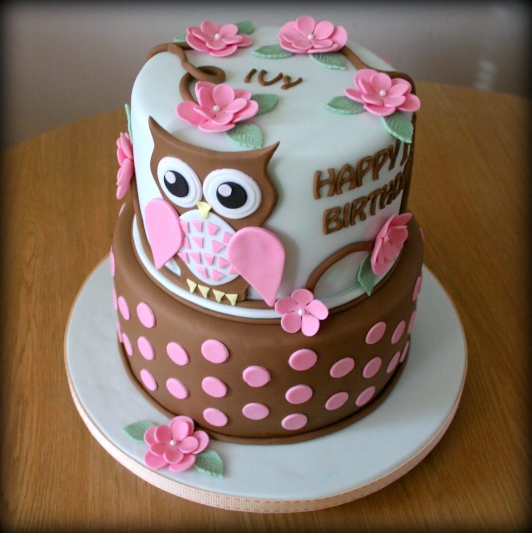 Owl First Birthday Cake