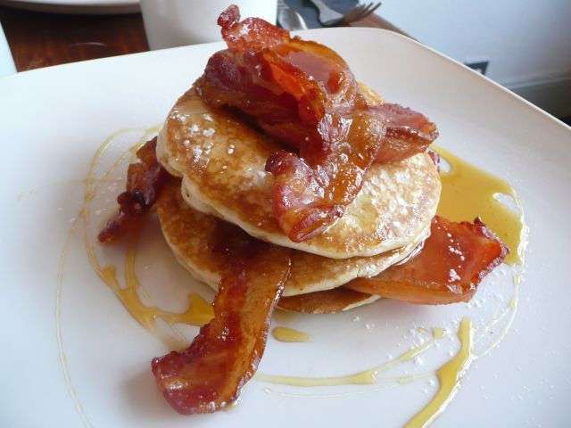 Pancakes with Syrup and Bacon