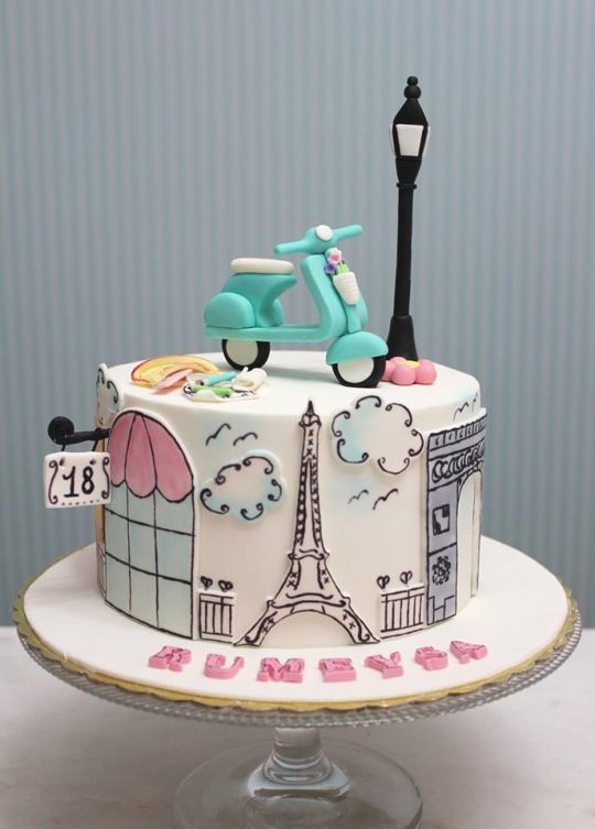 Paris Themed Birthday Cake