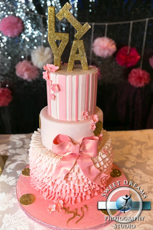 Pink and Gold Birthday Cake