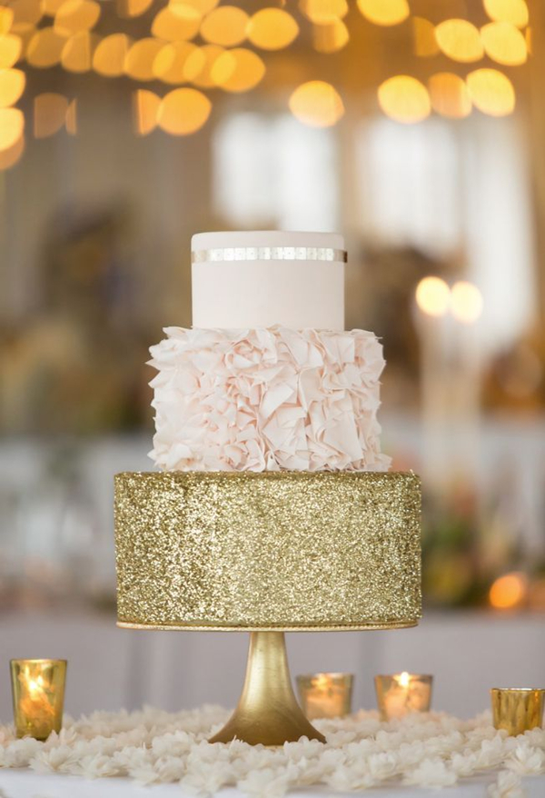 Pink and Gold Wedding Cake