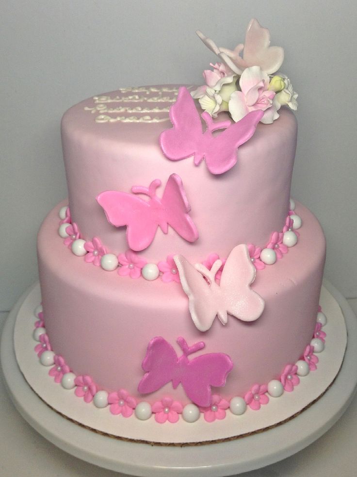 Pink Butterfly Fondant Cake