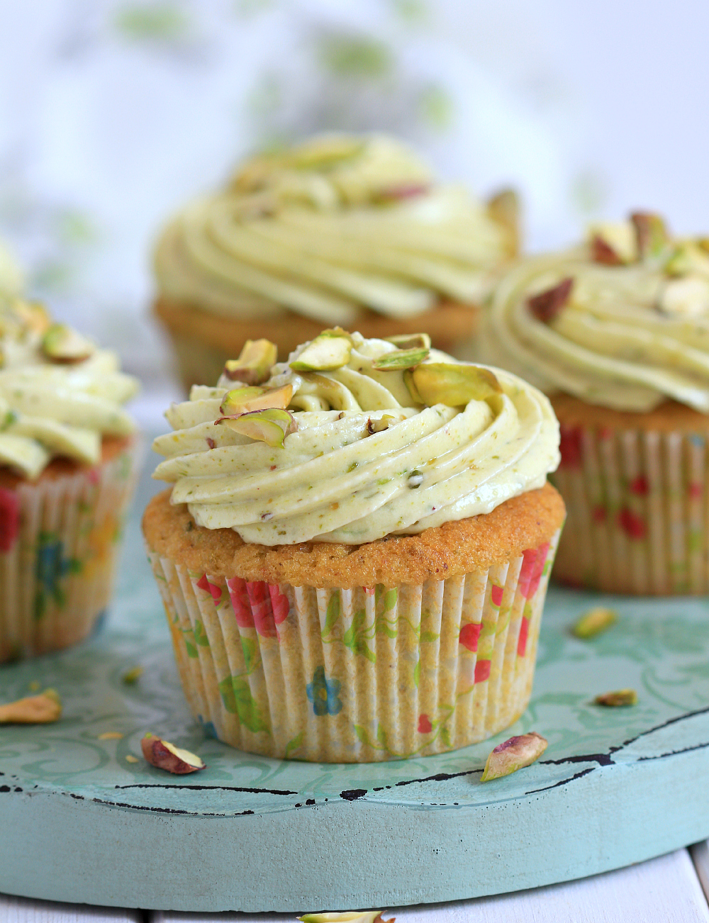 Pistachio Cupcakes with Cream Cheese Frosting