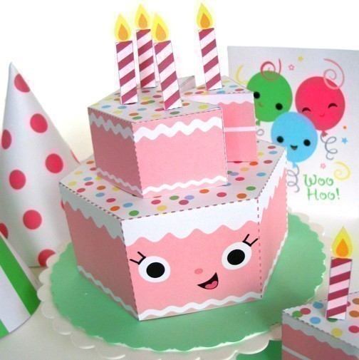 Printable Paper Birthday Cake