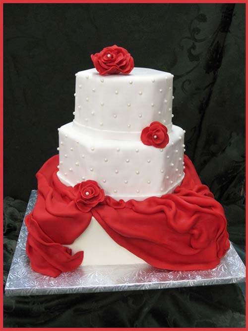 Red and White Wedding Cake