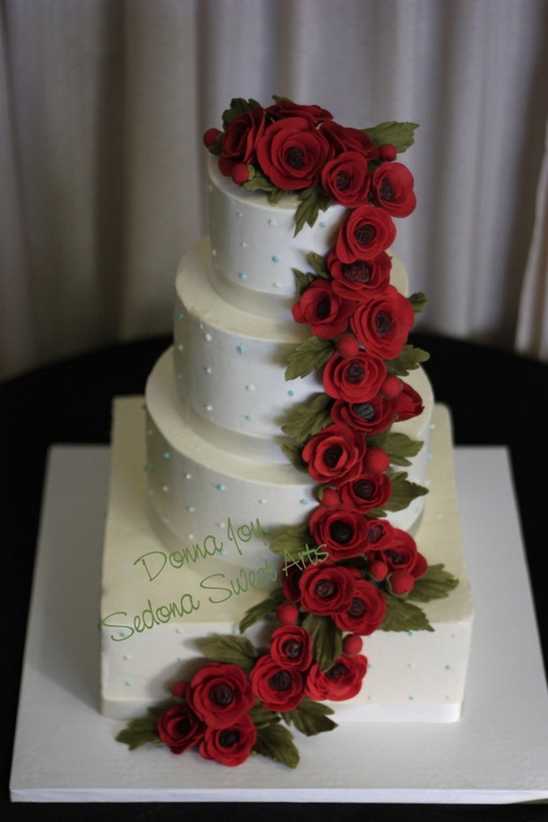 Red and White Wedding Cake