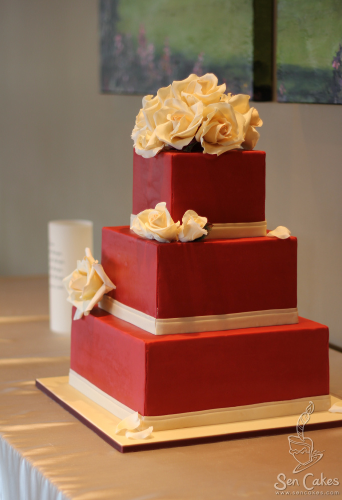 Red Square Wedding Cake